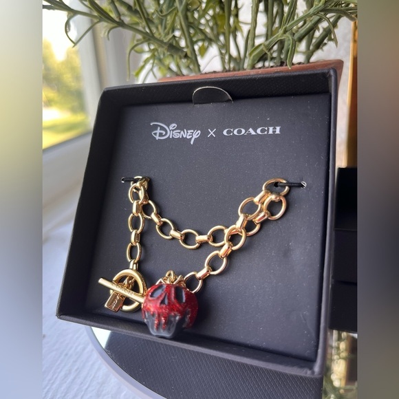 Coach x Disney Poison Apple Charm Gold Bracelet NWT - Picture 2 of 3